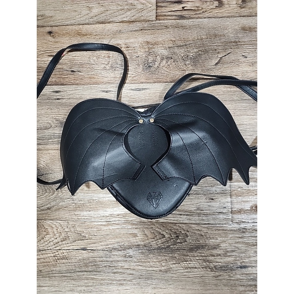 Aza Gothcore Bag Winged Leather And Lace Bat wing Purse Backpack Goth Emo Black